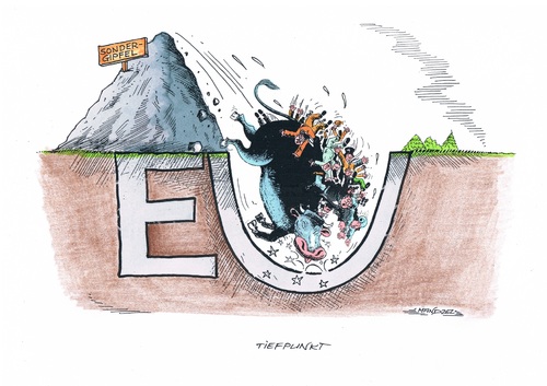 Cartoon: EU im Tief (medium) by mandzel tagged eu,sondergipfel,absturz,im,tief,eu,sondergipfel,absturz,im,tief