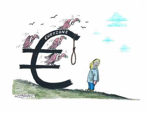 Cartoon: Eurozone am Ende (medium) by mandzel tagged euro,eurozone,geier,galgen