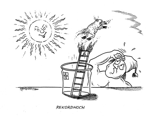 Cartoon: Extrem-Hitze (medium) by mandzel tagged hitzewelle,sonmer,wetterfrosch,temperaturhoch,saharasonne,hitzewelle,sonmer,wetterfrosch,temperaturhoch,saharasonne