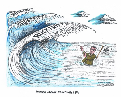 Cartoon: Flutwellen gegen de Maiziere (medium) by mandzel tagged verteidigungsminister,flutwellen,rücktritt,verteidigungsminister,flutwellen,rücktritt