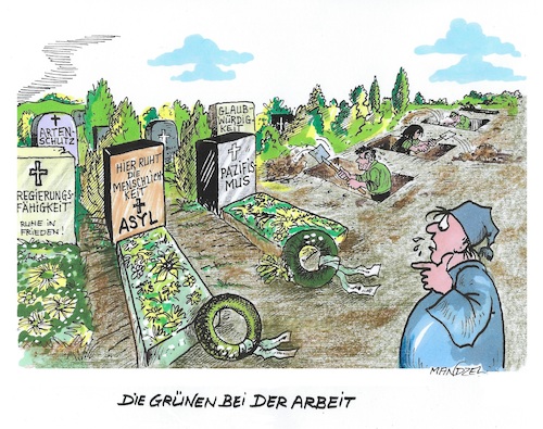 Cartoon: Friedhofserweiterung (medium) by mandzel tagged unmenschlichkeit,die,grünen,regierungsunfähigkeit,pazifismus,artenschutz,asyl,glaubwürdigkeitsdefizite,deutschland,unmenschlichkeit,die,grünen,regierungsunfähigkeit,pazifismus,artenschutz,asyl,glaubwürdigkeitsdefizite,deutschland