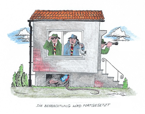 Cartoon: Gerichtsurteil (medium) by mandzel tagged verfassungsschutz,beobachtung,deutschland,afd,wahlen,demokratie,verfassungsschutz,beobachtung,deutschland,afd,wahlen,demokratie