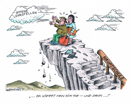 Cartoon: Hauptschüler ohne Lehrstellen (medium) by mandzel tagged lehrstellen,hauptschule,migranten,berufsleben,lehrstellen,hauptschule,migranten,berufsleben