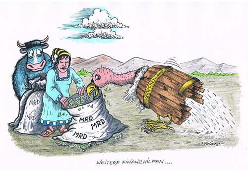 Cartoon: Hilfsgelder für Griechenland (medium) by mandzel tagged griechenland,hilfsgelder,verschwendung,pleitegeier,europa,griechenland,hilfsgelder,verschwendung,pleitegeier,europa