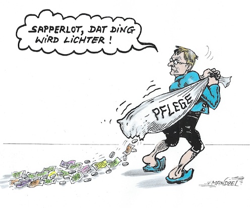 Cartoon: In der Pflege fehlen Milliarden (medium) by mandzel tagged lauterbach,pflege,finanzprobleme,lauterbach,pflege,finanzprobleme