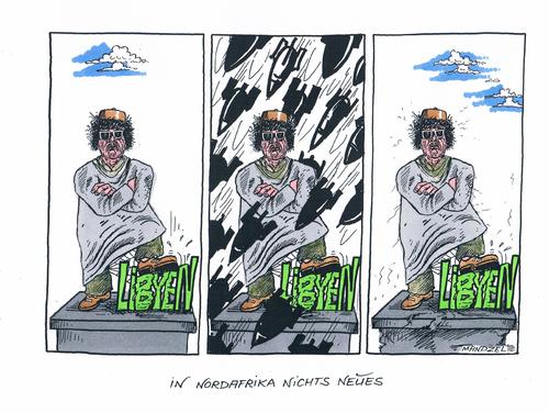 Cartoon: In Nordafrika nichts Neues (medium) by mandzel tagged gaddafi,libyen,bomben,statue,unterdrückung,krieg,diktatur