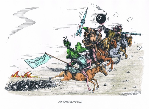 Cartoon: IS auf dem Vormarsch (medium) by mandzel tagged is,apokalypse,ausbreitung,terrorismus,is,apokalypse,ausbreitung,terrorismus