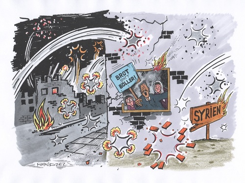 Cartoon: Jahreswechsel in Syrien (medium) by mandzel tagged jahreswechsel,syrien,explosionen,detonationen,sprengkörper,brot,böller,silvester,elend,jahreswechsel,syrien,explosionen,detonationen,sprengkörper,brot,böller,silvester,elend