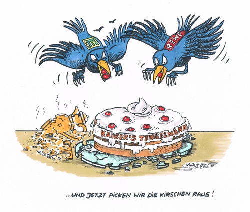 Cartoon: Kaisers-Tengelmann Ausverkauf (medium) by mandzel tagged zerschlagung,tengelmann,kaisers,rewe,edeka,arbeitsplätze,kirschenpicken,mandzel,karikatur,kaisers,tengelmann,zerschlagung,rewe,edeka,arbeitsplätze,kirschenpicken,mandzel,karikatur