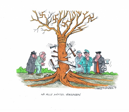 Cartoon: Kampf den Rechtsextremen (medium) by mandzel tagged bekämpfung,rechtsextremismus,rechtsextremismus,bekämpfung