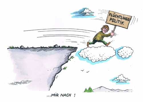Cartoon: Keine Abweichung bei Merkel (medium) by mandzel tagged flüchtlingspolitik,merkel,asyl,deutschland,richtungstreue,flüchtlingspolitik,merkel,asyl,deutschland,richtungstreue