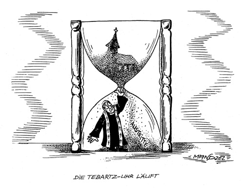 Cartoon: Kirchenaustritte zuhauf (medium) by mandzel tagged kirchenaustritte,kirche,bischof,sanduhr,kirchenaustritte,kirche,bischof,sanduhr