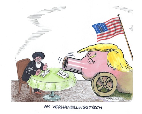 Cartoon: Kriegsgefahr (medium) by mandzel tagged khamenei,trump,iran,usa,verhandlungen,kriegsgefahr,khamenei,trump,iran,usa,verhandlungen,kriegsgefahr
