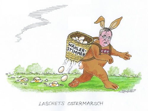 Cartoon: Laschets Ostermarsch (medium) by mandzel tagged laschet,cdu,vorsitz,korruption,geldgier,pandemie,abgeordnete,wahlen,sauberkeit,mandzel,karikatur,raffsucht,wahlniederlagen,stimmenverluste,politikunfähigkeit,laschet,cdu,vorsitz,korruption,geldgier,pandemie,abgeordnete,wahlen,sauberkeit,mandzel,karikatur,raffsucht,wahlniederlagen,stimmenverluste,politikunfähigkeit