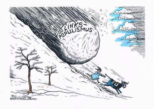 Cartoon: Linke Lawinengefahr (medium) by mandzel tagged eu,linkspopulismus,lawinengefahr,eu,linkspopulismus,lawinengefahr