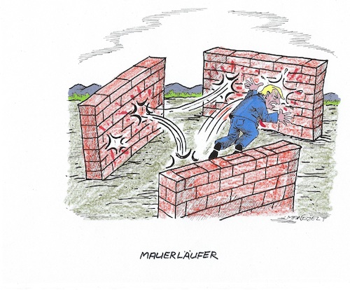 Cartoon: mauer-Manie (medium) by mandzel tagged usa,trump,mauer,migranten,demokraten,republikaner,usa,trump,mauer,migranten,demokraten,republikaner