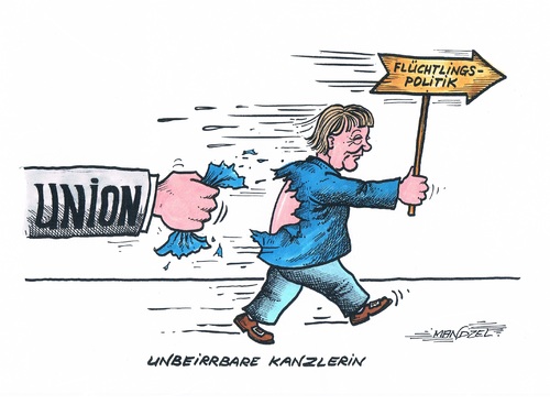 Cartoon: Merkel bleibt ihrer Linie treu (medium) by mandzel tagged flüchtlinge,merkel,union,asylpolitik,zurückhaltung,flüchtlinge,merkel,union,asylpolitik,zurückhaltung