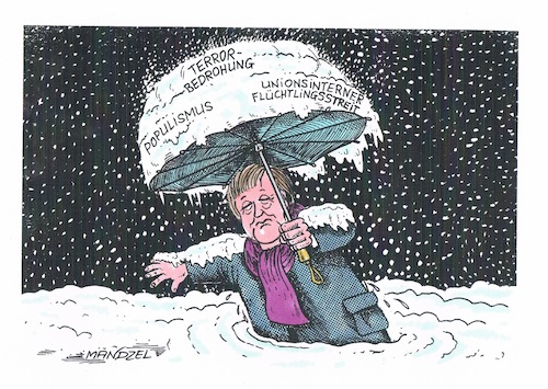 Merkel im Unwetter