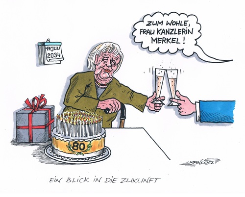 Cartoon: Merkels Geburtstag (medium) by mandzel tagged merkel,geburtstag,kanzlerin,merkel,geburtstag,kanzlerin