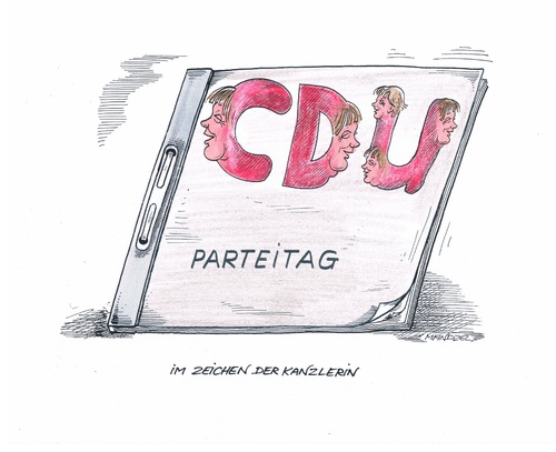 Cartoon: Merkels Parteitag (medium) by mandzel tagged cdu,parteitag,merkel,überpräsenz,cdu,parteitag,merkel,überpräsenz