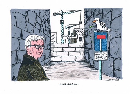 Cartoon: Nahost-Krise (medium) by mandzel tagged nahost,friedensprozess,siedlungsbau,steinmeier,nahost,friedensprozess,siedlungsbau,steinmeier