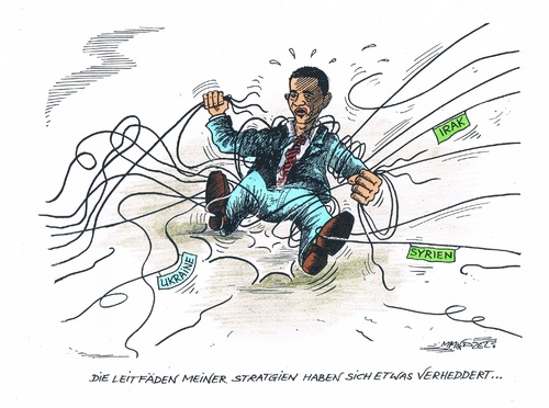 Cartoon: Obama ohne Strategien (medium) by mandzel tagged konzeptlosigkeit,krisenherde,obama,syrien,irak,ukraine,ukraine,irak,syrien,obama,krisenherde,konzeptlosigkeit
