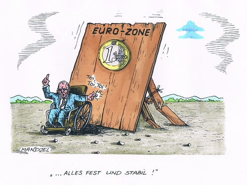 Cartoon: Optimistische Sicht (medium) by mandzel tagged euro,eurozone,stabilität,schäuble,euro,eurozone,stabilität,schäuble