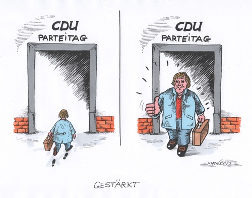 Cartoon: Parteitag stärkt Merkel (medium) by mandzel tagged merkel,cdu,parteitag,stärkung,merkel,cdu,parteitag,stärkung