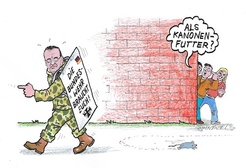 Cartoon: Pistorius auf Werbetour (medium) by mandzel tagged spd,pistorius,bundeswehr,kriegstüchtigkeit,kanonenfuttersuche,spd,pistorius,bundeswehr,kriegstüchtigkeit,kanonenfuttersuche