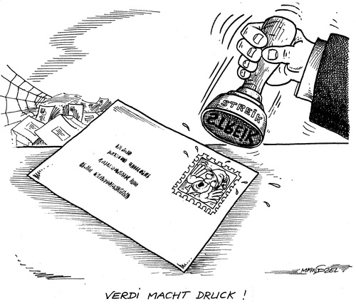 Cartoon: Poststreik (medium) by mandzel tagged poststreik,verdi,post,pakete,briefe,poststreik,verdi,post,pakete,briefe