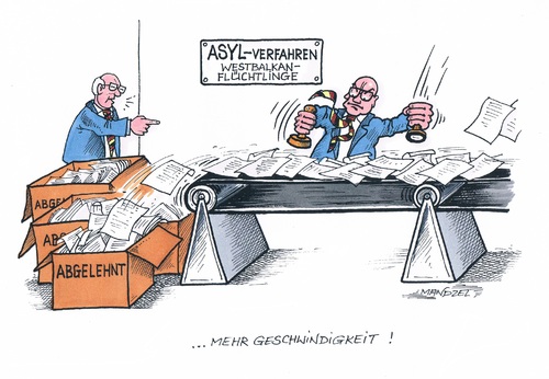 Cartoon: Probleme mit Flüchtlingen (medium) by mandzel tagged asyl,flüchtlinge,westbalkan,beschleunigung,ablehnung,asyl,flüchtlinge,westbalkan,beschleunigung,ablehnung