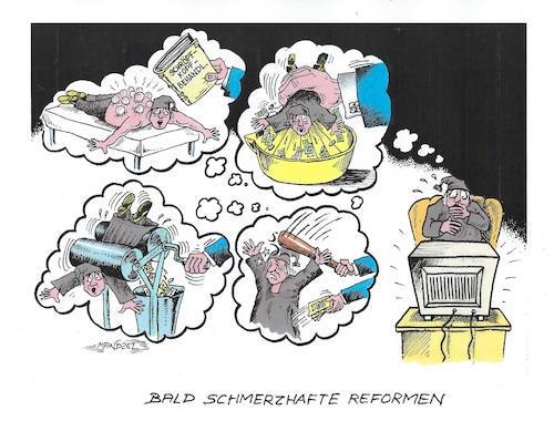 Cartoon: Reformen (medium) by mandzel tagged deutschland,reformen,koalition,spd,cdu,politik,mehrarbeit,verteuerungen,deutschland,reformen,koalition,spd,cdu,politik,mehrarbeit,verteuerungen