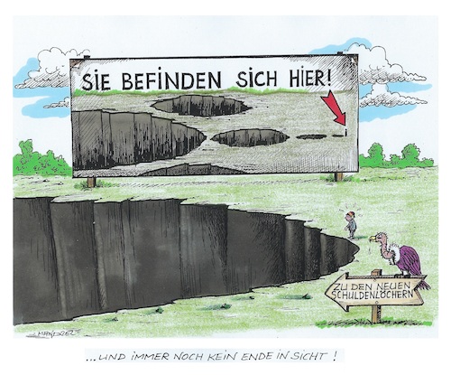 Cartoon: Schuldenlöcher (medium) by mandzel tagged corona,ukrainekrieg,schuldenlöcher,kredite,verteuerungen,inflation,energie,corona,ukrainekrieg,schuldenlöcher,kredite,verteuerungen,inflation,energie