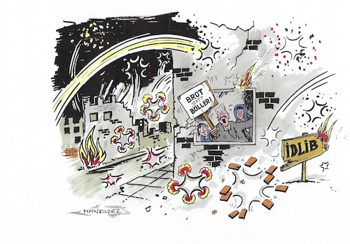 Cartoon: Silvester in Syrien (medium) by mandzel tagged idlib,bombardements,jahreswechsel,hunger,syrien,asad,putin,erdogan,idlib,bombardements,jahreswechsel,hunger,syrien,asad,putin,erdogan