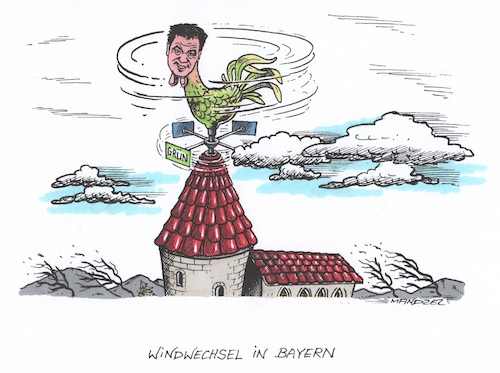 Cartoon: Söder wird grün (medium) by mandzel tagged söder,bayern,windwechsel,grün,politik,wetterhahn,söder,bayern,windwechsel,grün,politik,wetterhahn