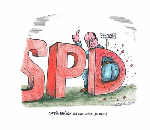 Cartoon: SPD Kanzlerkanditat Steinbrück (medium) by mandzel tagged steinbrück,spd,kanzlerkandidat,durchgesetzt,steinbrück,spd,kanzlerkandidat,durchgesetzt