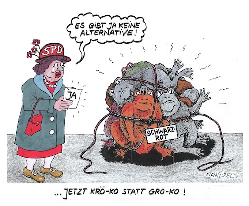 Cartoon: Statt GroKo Krötenkoalition (medium) by mandzel tagged union,spd,regierungsbildung,votum,kröten,union,spd,regierungsbildung,votum,kröten