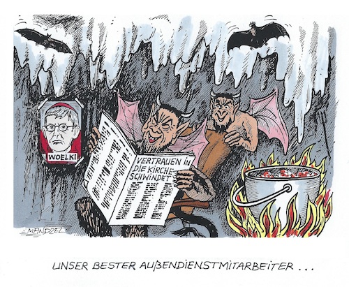 Cartoon: Teuflisch guter Mitarbeiter (medium) by mandzel tagged woelki,hölle,christentum,katholizismus,woelki,hölle,christentum,katholizismus