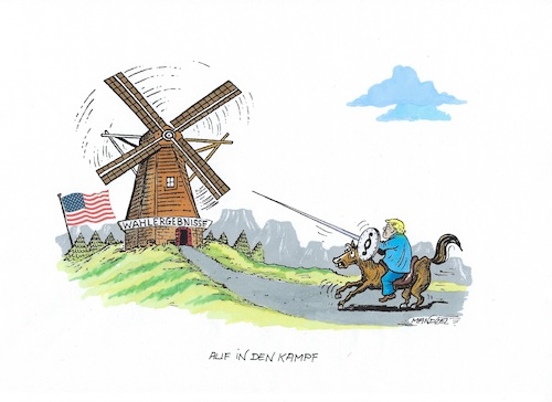 Cartoon: Trump als Don Quichotte (medium) by mandzel tagged trump,biden,usa,wahlen,corona,lügen,betrug,manipulationen,klagen,demokratiedemontage,trump,biden,usa,wahlen,corona,lügen,betrug,manipulationen,klagen,demokratiedemontage