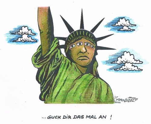 Cartoon: Überwachungsskandal in den USA (medium) by mandzel tagged überwachung,spionage,freiheitsstatue,usa,spionage,überwachung,usa,freiheitsstatue