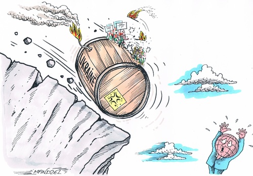Cartoon: Ukraine am Abgrund (medium) by mandzel tagged ukraine,pulverfass,explosionsgefahr,abgrund,ukraine,pulverfass,explosionsgefahr,abgrund