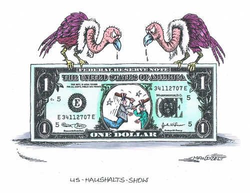 Cartoon: US-Haushaltskaspereien (medium) by mandzel tagged amerika,haushalt,chaos,kaspertheater,dollar,amerika,haushalt,chaos,kaspertheater,dollar