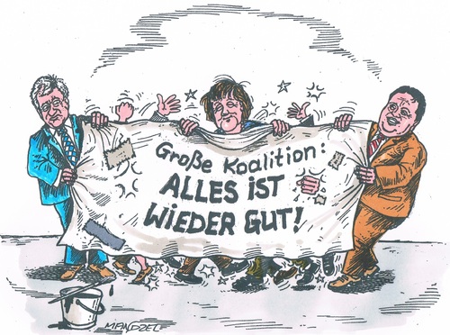 Cartoon: Vertrauenskrise überwunden (medium) by mandzel tagged seehofer,merkel,gabriel,vertrauenskrise,koalitionszoff,gabriel,merkel,seehofer,vertrauenskrise,koalitionszoff