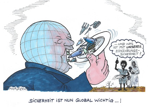 Cartoon: Waffenhunger (medium) by mandzel tagged sicherheit,waffenhunger,krisen,kriege,aufrüstung,sicherheit,waffenhunger,krisen,kriege,aufrüstung