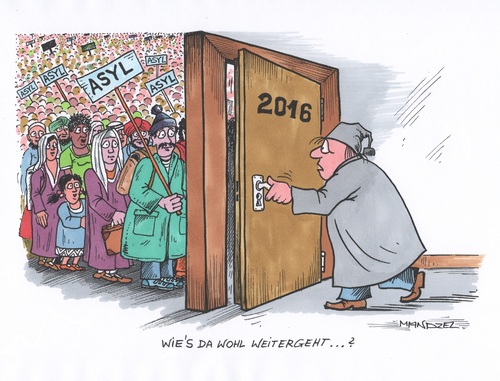 Cartoon: Was erwartet uns 2016 ? (medium) by mandzel tagged neues,jahr,flüchtlingsströme,asyl,michel,neues,jahr,flüchtlingsströme,asyl,michel