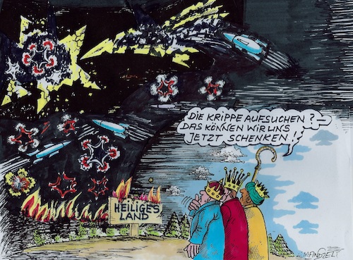 Cartoon: Weise aus dem Morgenland (medium) by mandzel tagged israel,völkermord,nahost,krieg,hunger,seuchen,menschenverachtung,terror,israel,völkermord,nahost,krieg,hunger,seuchen,menschenverachtung,terror