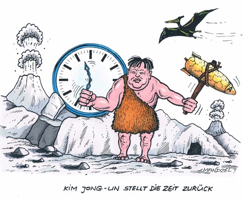Cartoon: Zeitumstellung in Nordkorea (medium) by mandzel tagged nordkorea,kim,jong,zeitzurückstellung,nordkorea,kim,jong,zeitzurückstellung