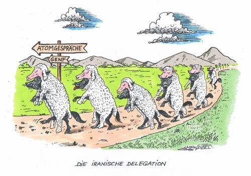 Cartoon: Zu den Atom-Verhandlungen (medium) by mandzel tagged iran,atomverhandlungen,genf,kernenergie,iran,atomverhandlungen,genf,kernenergie