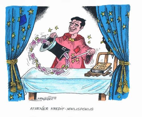 Cartoon: Zurückzahlung des IWF-Kredits (medium) by mandzel tagged griechenland,kredite,schulden,tsipras,finanzauberer,rückzahlung,griechenland,kredite,schulden,tsipras,finanzauberer,rückzahlung