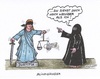 Cartoon: Blindgänger (small) by mandzel tagged burka,justitia,sichtweise,integration,abschirmung
